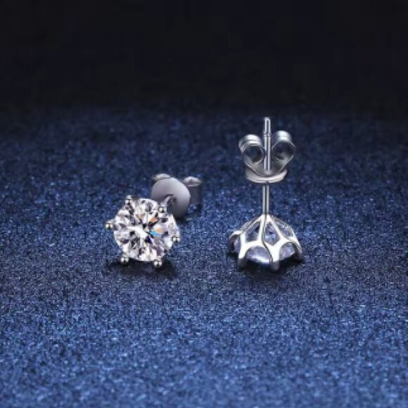 Moissanite Jewelry - 1 CTW D Color Moissanite Diamond 925 Silver Stud Earrings